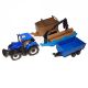 Trator New Holland T7.315 com 3 carrocerias - Burago - Azul